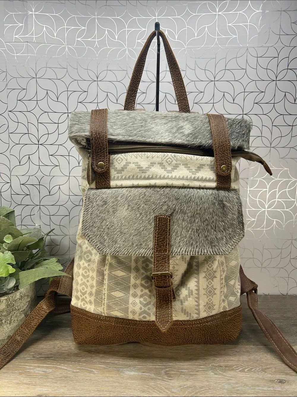 3375 Myra Bag Canvas Tote with Cream Printed Lining 253375